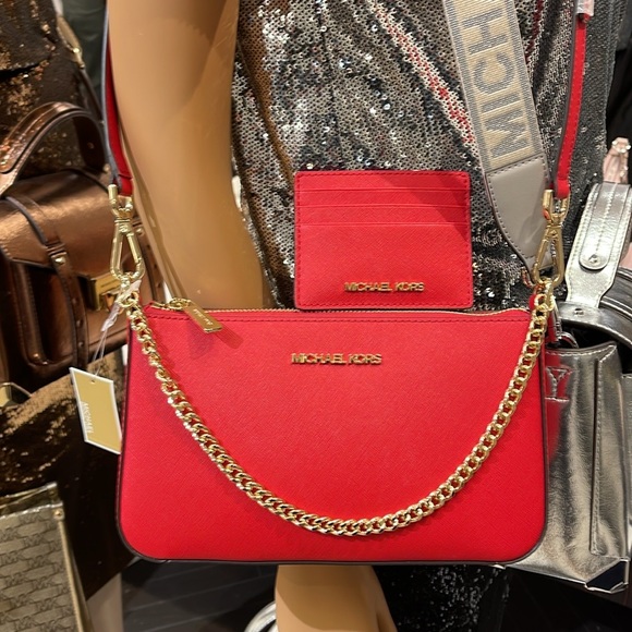 MICHAEL KORS 
JST Md Saffiano Leather Crossbody XBody + Card Holder Boxed Set - Picture 4 of 16